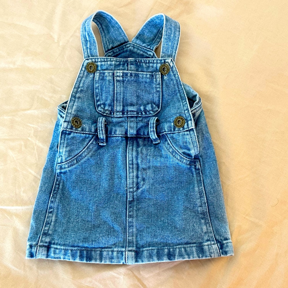 Baby Patched Pocket Overall Denim Dress